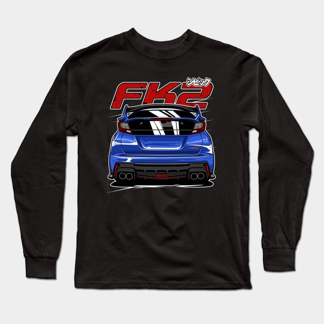 Blue Civic FK2 Type R Long Sleeve T-Shirt by idrdesign